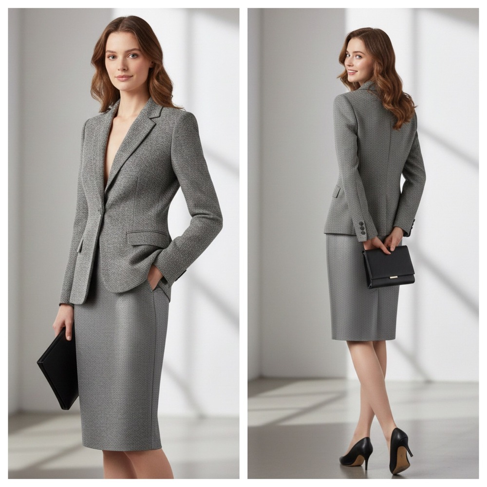Tweed Jacket Women Wool Mohair Vtg 90's Sz 6 Grey Preppy Dark Academia Old Money